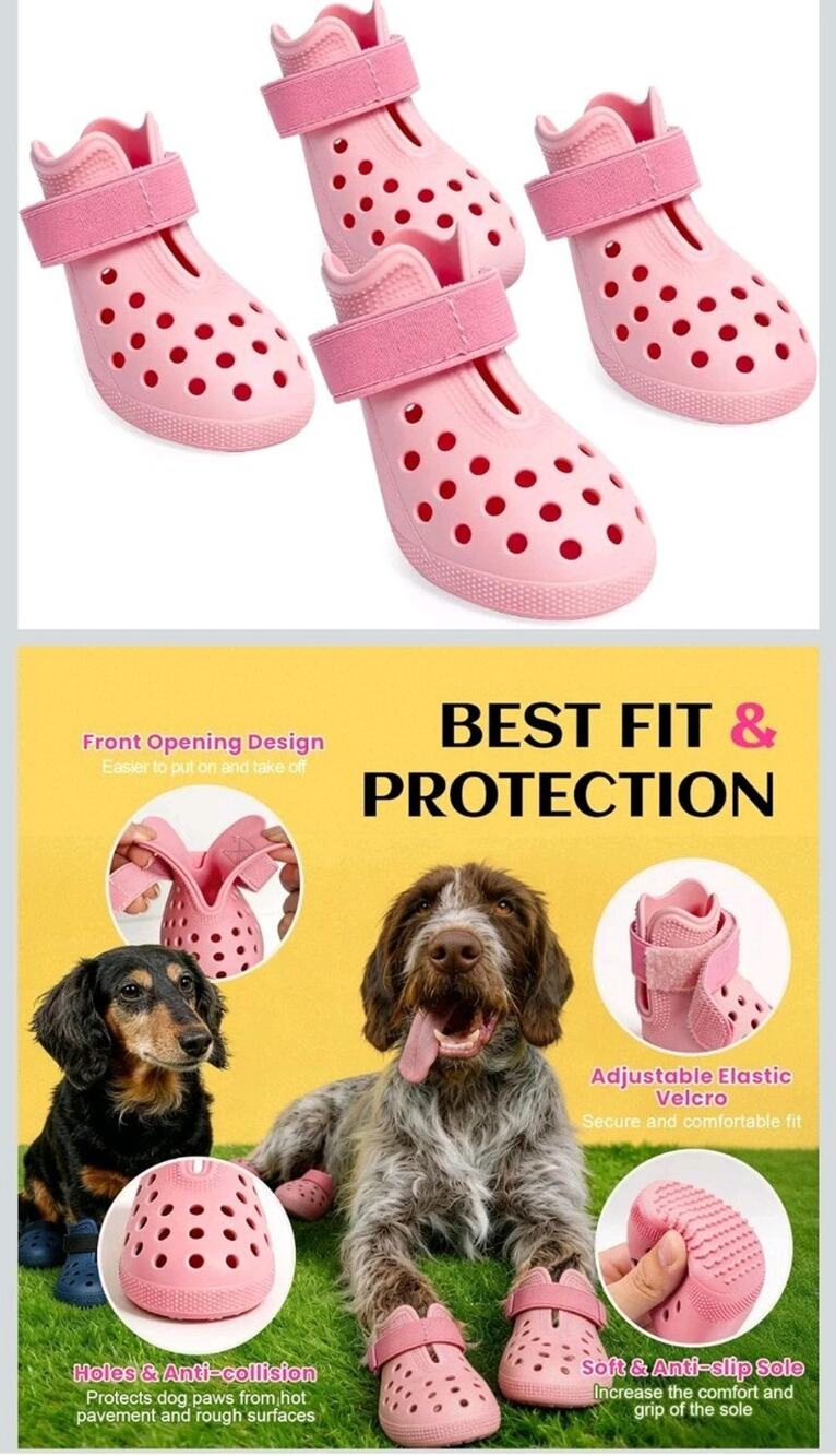 Dog Shoes Comfortable Paw Protection Adjustable Strap, Non-Slip, Easy-Clean Med.